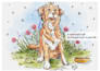 paint a watercolor pet portrait with ink sketch